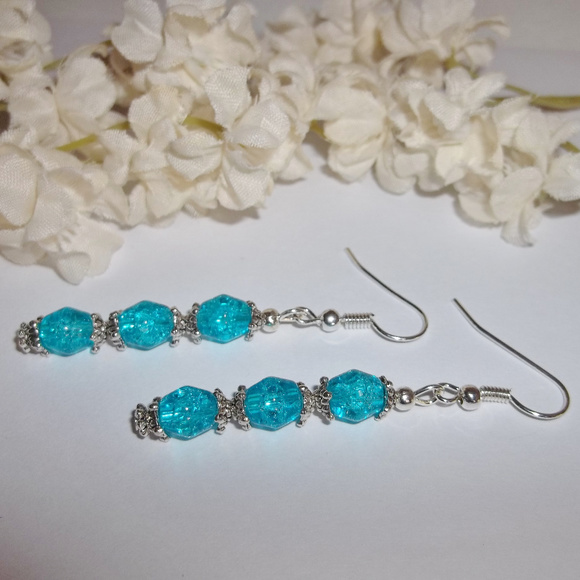 Long Turquoise Blue Beaded Earring Set Gift Dangle Earring Earring Earring 4549 - Picture 4 of 6